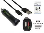 USB car Q3 charger, charging adapter+microUSB cable, 1m output 1: 5V 2.4A; output 2: 5V/3A, 9V/2A, 12V/1.5A